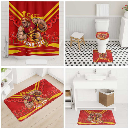 Personalised Gold Coast Suns ANZAC Bathroom Set Military Remembrance Australian Football Mascot Camouflage