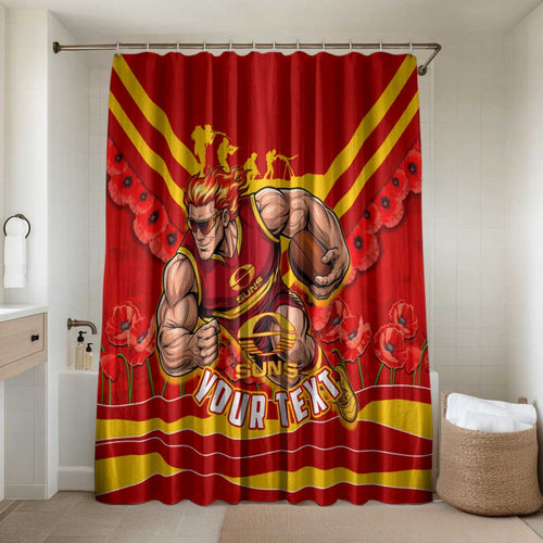 Personalised Gold Coast Suns ANZAC Bathroom Set Military Remembrance Australian Football Mascot Camouflage