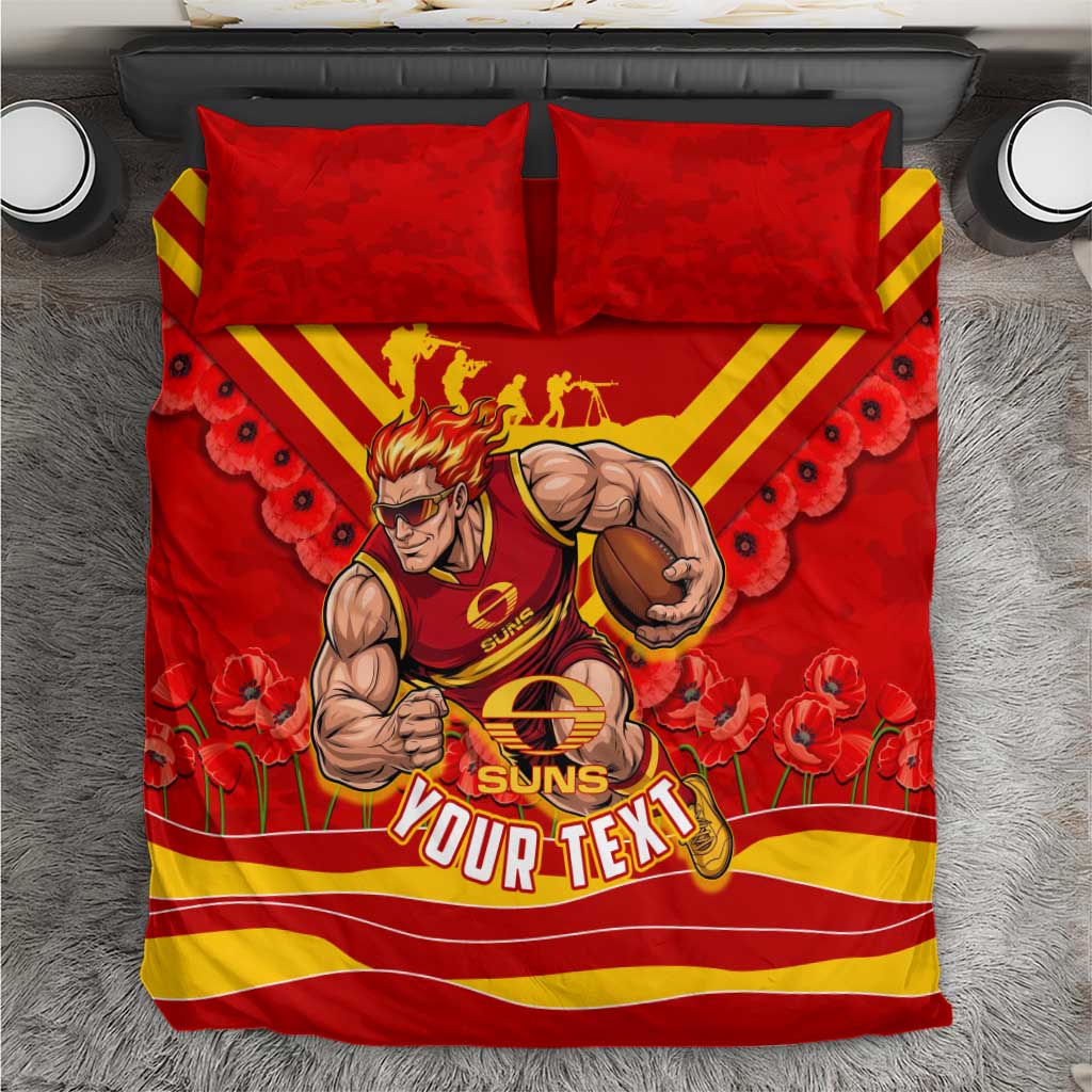 Personalised Gold Coast Suns ANZAC Bedding Set Military Remembrance Australian Football Mascot Camouflage