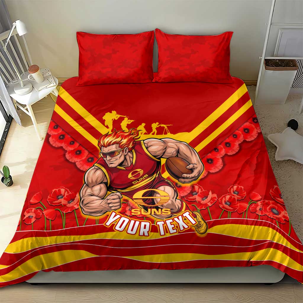 Personalised Gold Coast Suns ANZAC Bedding Set Military Remembrance Australian Football Mascot Camouflage