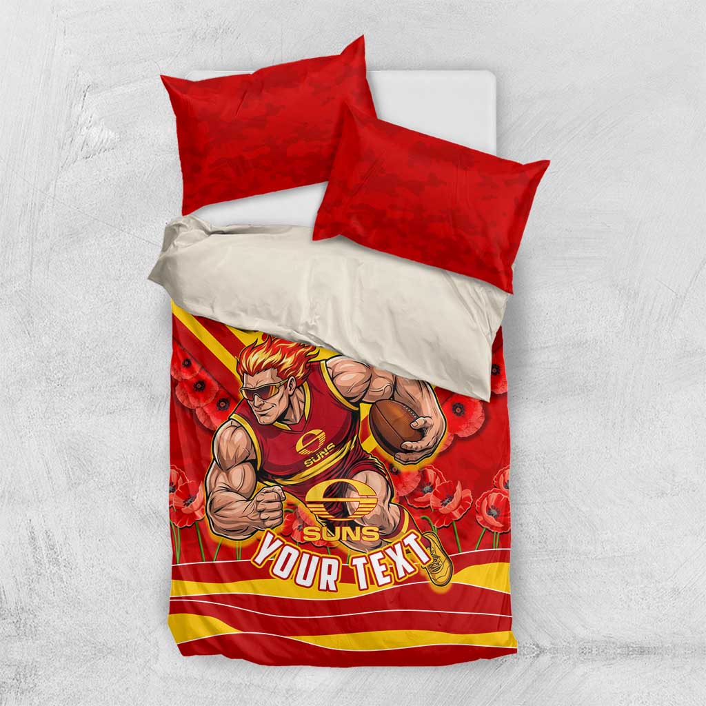 Personalised Gold Coast Suns ANZAC Bedding Set Military Remembrance Australian Football Mascot Camouflage