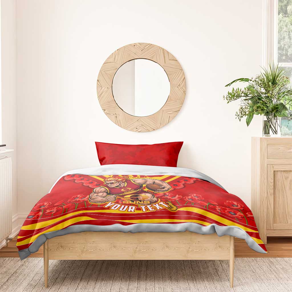 Personalised Gold Coast Suns ANZAC Bedding Set Military Remembrance Australian Football Mascot Camouflage