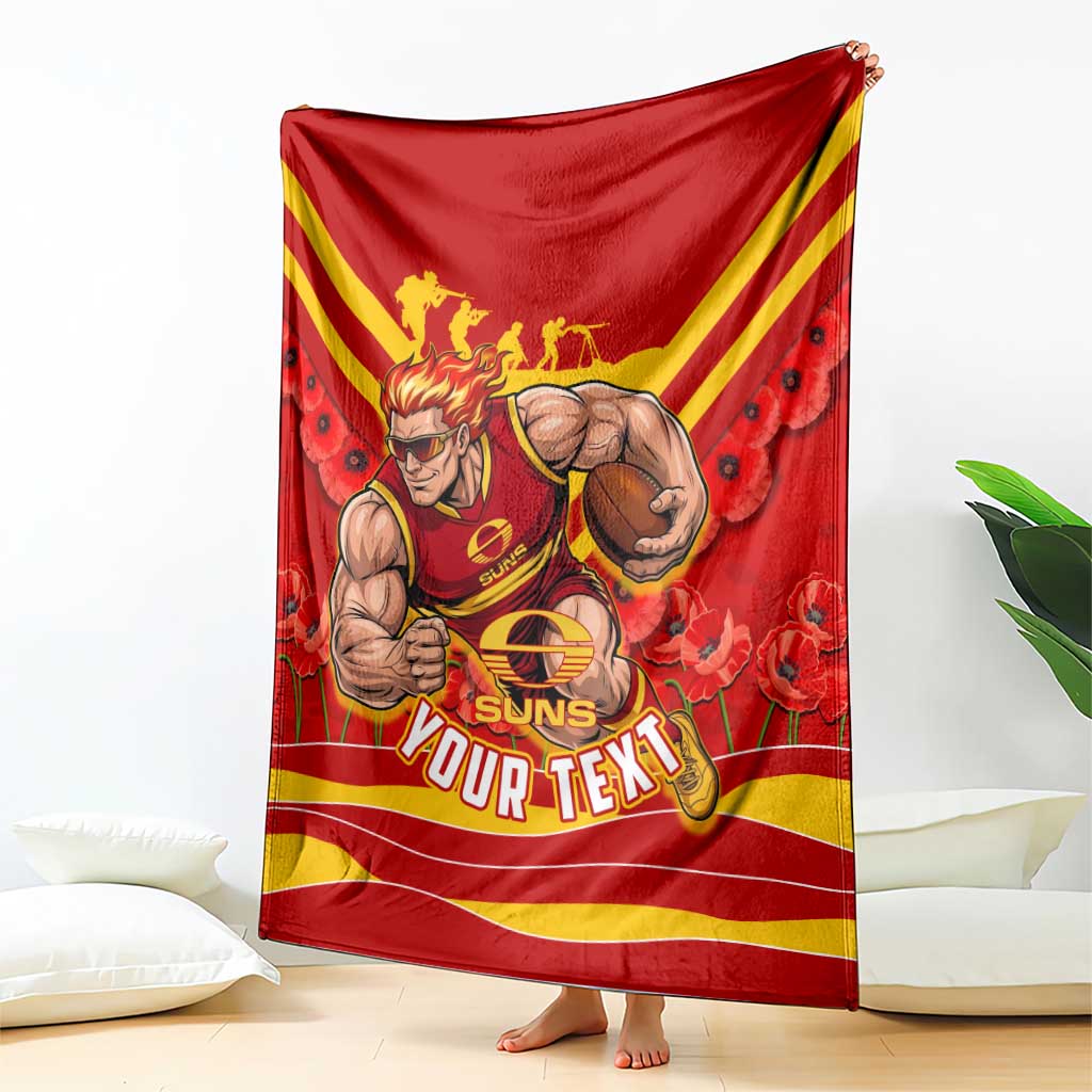 Personalised Gold Coast Suns ANZAC Blanket Military Remembrance Australian Football Mascot Camouflage