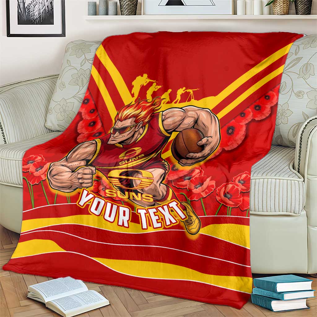 Personalised Gold Coast Suns ANZAC Blanket Military Remembrance Australian Football Mascot Camouflage