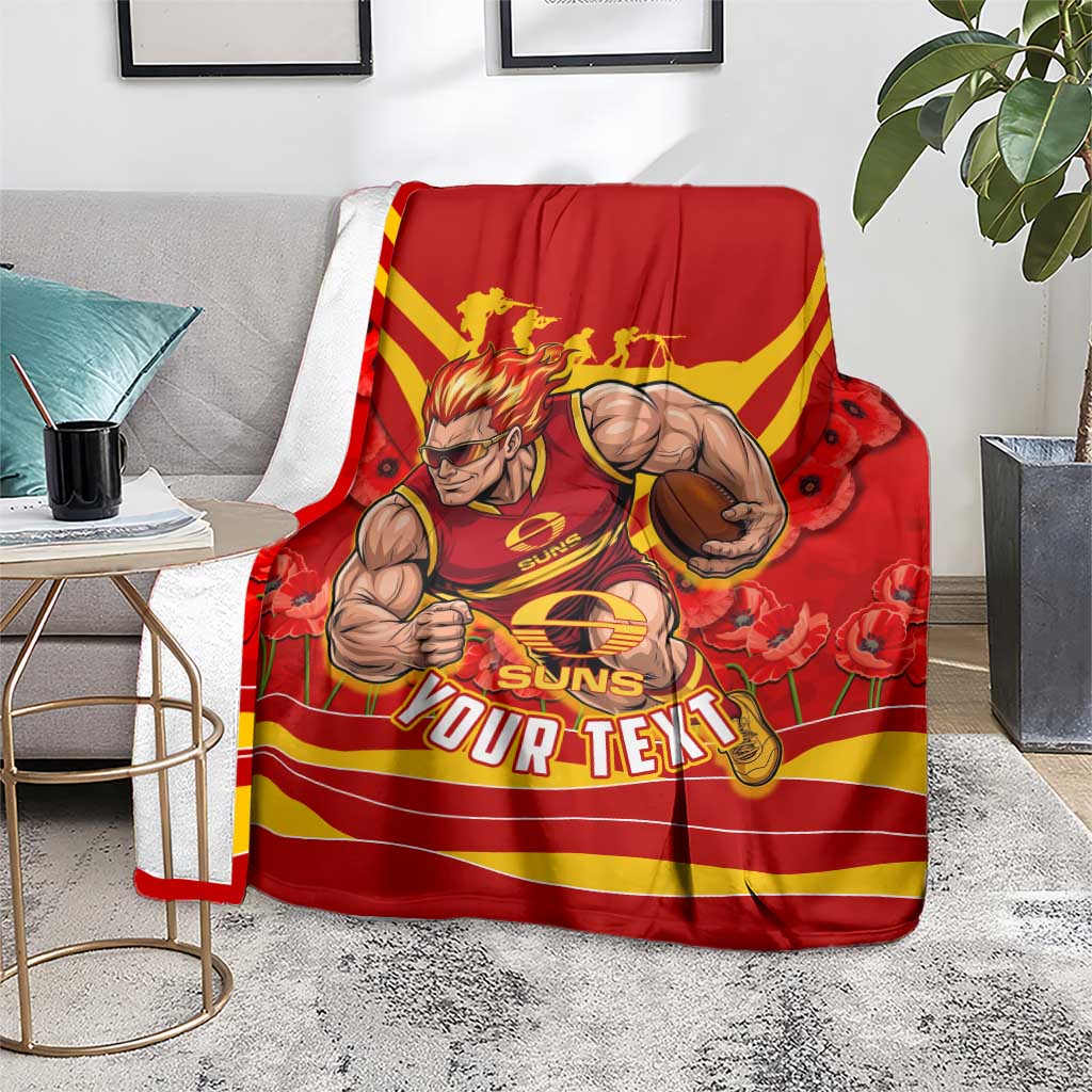 Personalised Gold Coast Suns ANZAC Blanket Military Remembrance Australian Football Mascot Camouflage