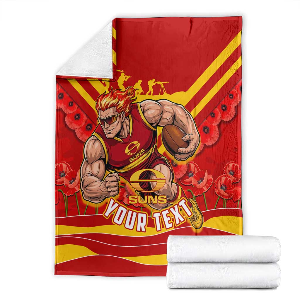 Personalised Gold Coast Suns ANZAC Blanket Military Remembrance Australian Football Mascot Camouflage