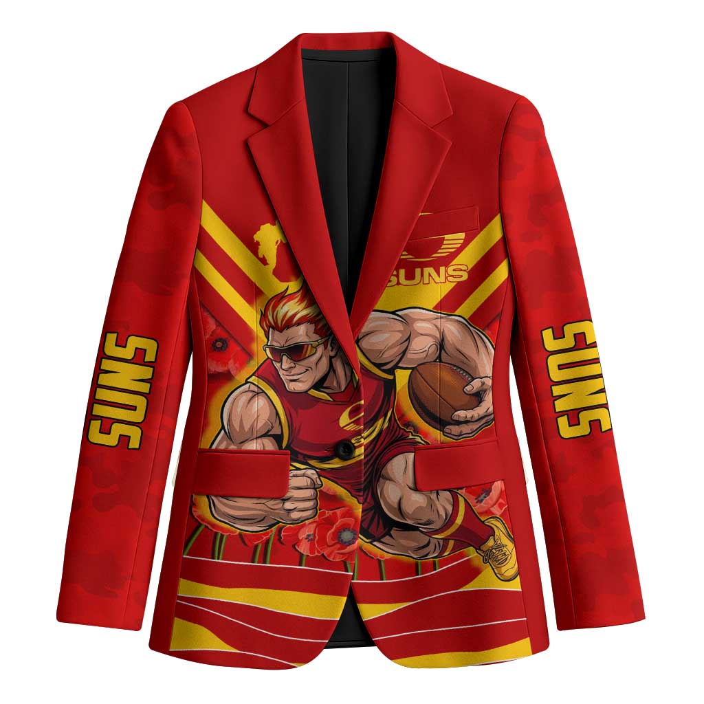 Personalised Gold Coast Suns ANZAC Blazer Military Remembrance Australian Football Mascot Camouflage