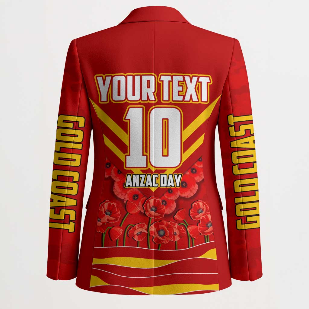 Personalised Gold Coast Suns ANZAC Blazer Military Remembrance Australian Football Mascot Camouflage