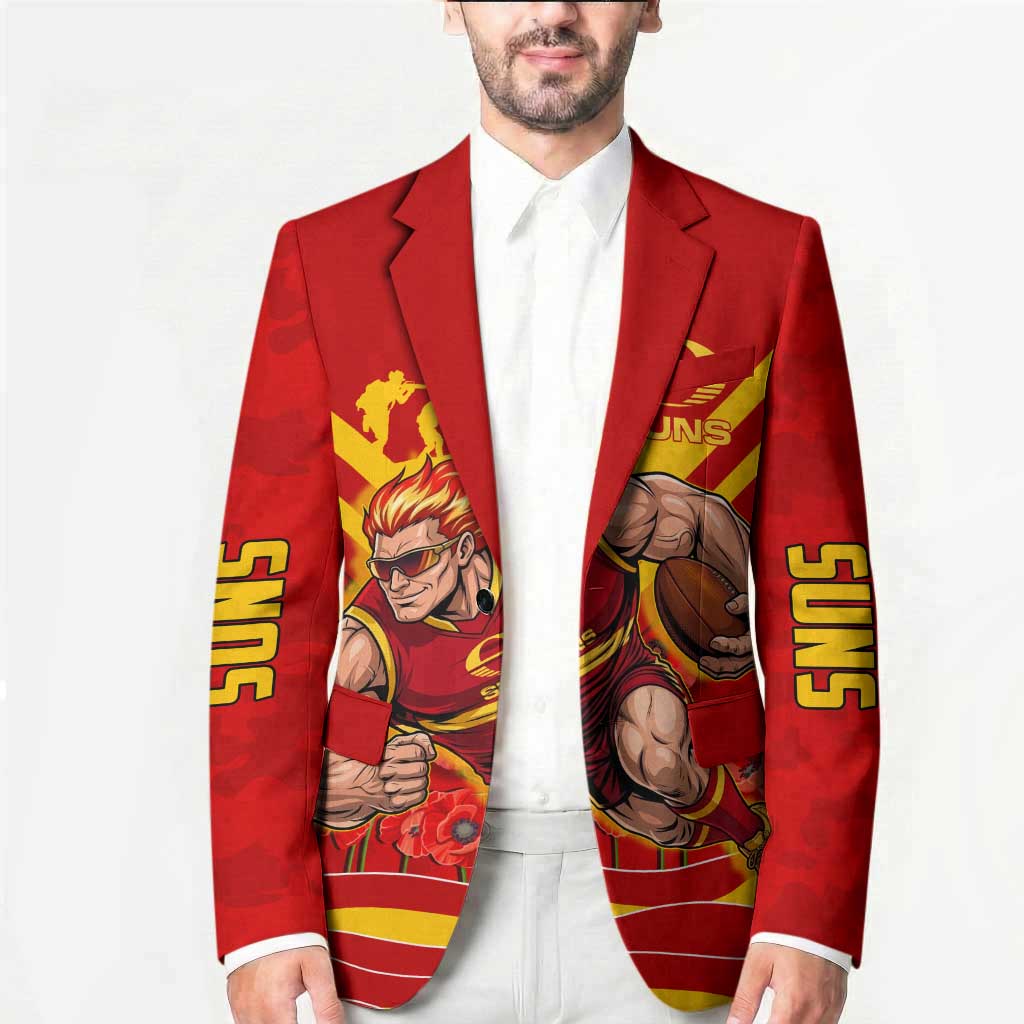 Personalised Gold Coast Suns ANZAC Blazer Military Remembrance Australian Football Mascot Camouflage