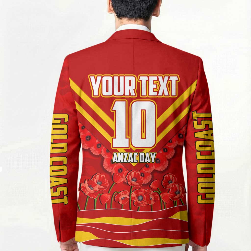 Personalised Gold Coast Suns ANZAC Blazer Military Remembrance Australian Football Mascot Camouflage