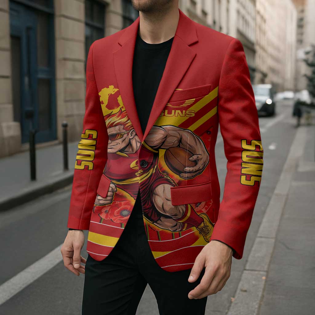 Personalised Gold Coast Suns ANZAC Blazer Military Remembrance Australian Football Mascot Camouflage