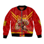 Personalised Gold Coast Suns ANZAC Bomber Jacket Military Remembrance Australian Football Mascot Camouflage