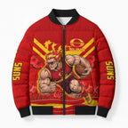 Personalised Gold Coast Suns ANZAC Bomber Puffer Jacket Military Remembrance Australian Football Mascot Camouflage