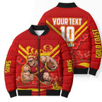 Personalised Gold Coast Suns ANZAC Bomber Puffer Jacket Military Remembrance Australian Football Mascot Camouflage