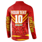 Personalised Gold Coast Suns ANZAC Button Sweatshirt Military Remembrance Australian Football Mascot Camouflage