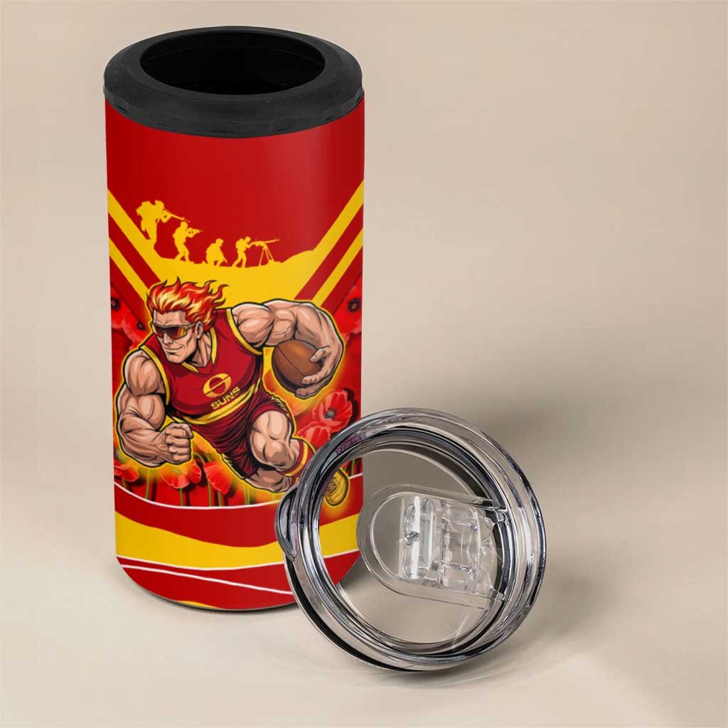 Personalised Gold Coast Suns ANZAC 4 in 1 Can Cooler Tumbler Military Remembrance Australian Football Mascot Camouflage