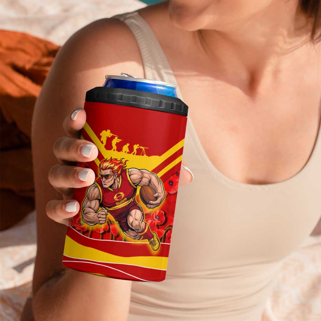 Personalised Gold Coast Suns ANZAC 4 in 1 Can Cooler Tumbler Military Remembrance Australian Football Mascot Camouflage