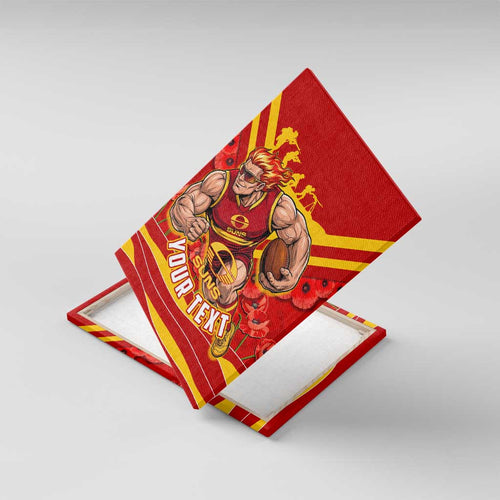 Personalised Gold Coast Suns ANZAC Canvas Wall Art Military Remembrance Australian Football Mascot Camouflage