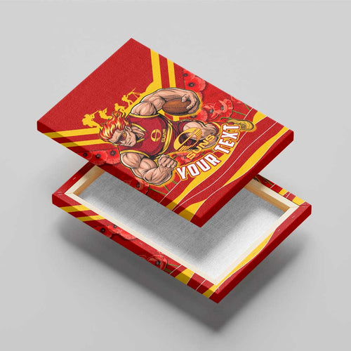 Personalised Gold Coast Suns ANZAC Canvas Wall Art Military Remembrance Australian Football Mascot Camouflage