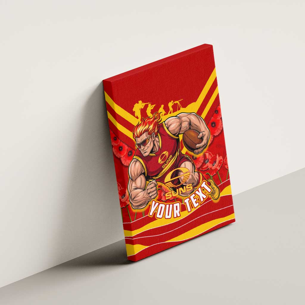 Personalised Gold Coast Suns ANZAC Canvas Wall Art Military Remembrance Australian Football Mascot Camouflage