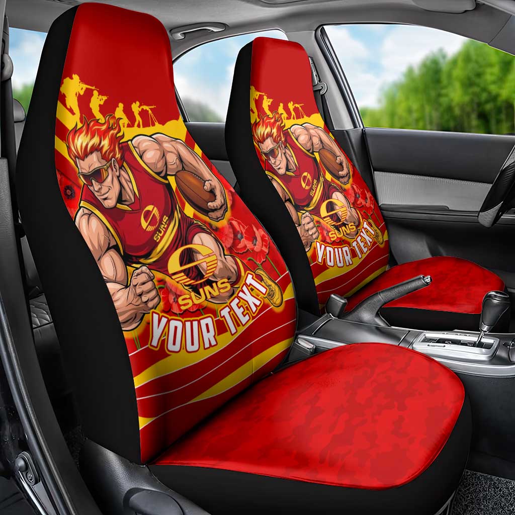 Personalised Gold Coast Suns ANZAC Car Seat Cover Military Remembrance Australian Football Mascot Camouflage