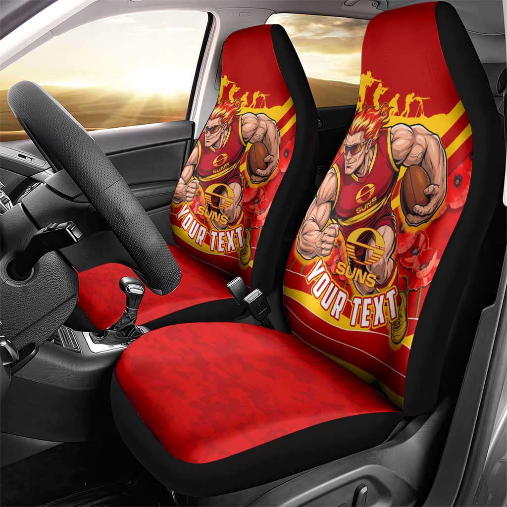 Personalised Gold Coast Suns ANZAC Car Seat Cover Military Remembrance Australian Football Mascot Camouflage