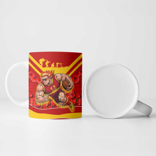 Personalised Gold Coast Suns ANZAC Ceramic Mug Military Remembrance Australian Football Mascot Camouflage