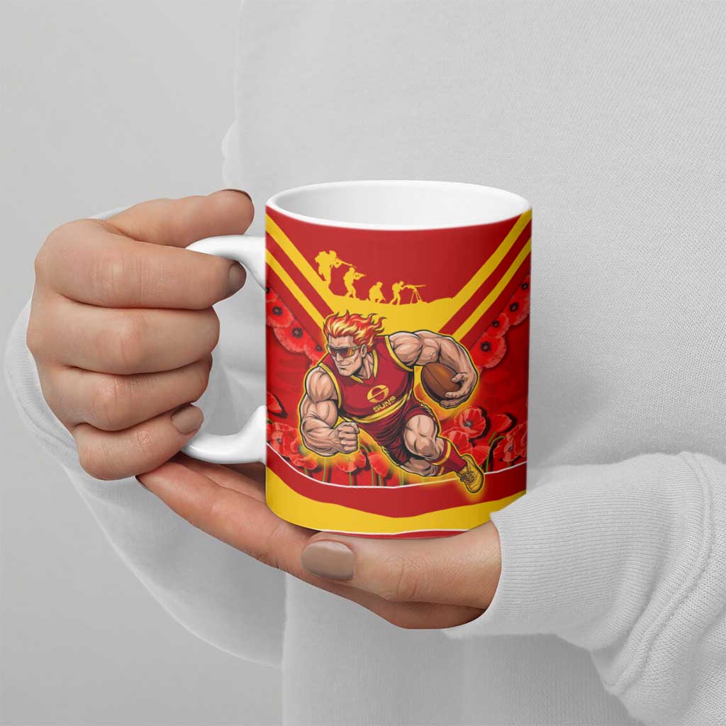 Personalised Gold Coast Suns ANZAC Ceramic Mug Military Remembrance Australian Football Mascot Camouflage