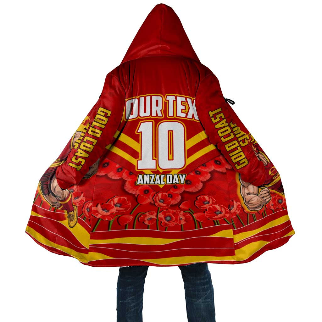 Personalised Gold Coast Suns ANZAC Cloak Military Remembrance Australian Football Mascot Camouflage