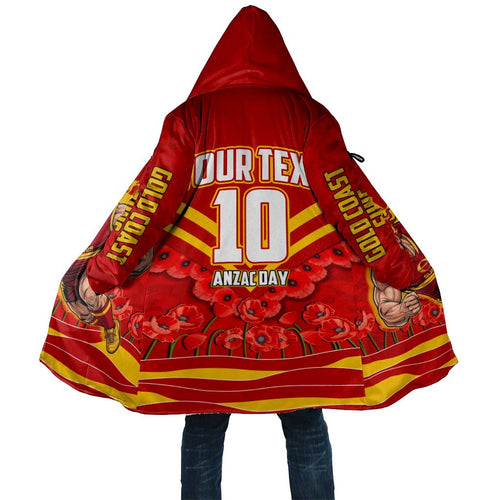 Personalised Gold Coast Suns ANZAC Cloak Military Remembrance Australian Football Mascot Camouflage