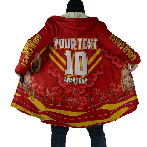 Personalised Gold Coast Suns ANZAC Cloak Military Remembrance Australian Football Mascot Camouflage