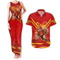 Personalised Gold Coast Suns ANZAC Couples Matching Tank Maxi Dress and Hawaiian Shirt Military Remembrance Australian Football Mascot Camouflage