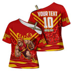 Personalised Gold Coast Suns ANZAC Cross Shoulder Shirt Military Remembrance Australian Football Mascot Camouflage