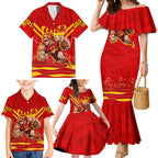 Personalised Gold Coast Suns ANZAC Family Matching Mermaid Dress and Hawaiian Shirt Military Remembrance Australian Football Mascot Camouflage