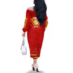 Personalised Gold Coast Suns ANZAC Family Matching Off The Shoulder Long Sleeve Dress and Hawaiian Shirt Military Remembrance Australian Football Mascot Camouflage