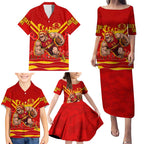 Personalised Gold Coast Suns ANZAC Family Matching Puletasi and Hawaiian Shirt Military Remembrance Australian Football Mascot Camouflage