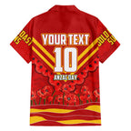 Personalised Gold Coast Suns ANZAC Family Matching Short Sleeve Bodycon Dress and Hawaiian Shirt Military Remembrance Australian Football Mascot Camouflage