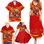 Personalised Gold Coast Suns ANZAC Family Matching Summer Maxi Dress and Hawaiian Shirt Military Remembrance Australian Football Mascot Camouflage