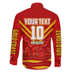 Personalised Gold Coast Suns ANZAC Family Matching Summer Maxi Dress and Hawaiian Shirt Military Remembrance Australian Football Mascot Camouflage