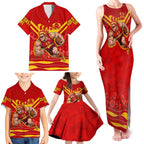 Personalised Gold Coast Suns ANZAC Family Matching Tank Maxi Dress and Hawaiian Shirt Military Remembrance Australian Football Mascot Camouflage