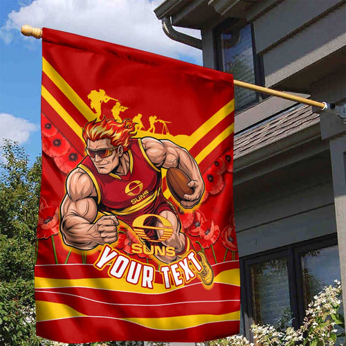 Personalised Gold Coast Suns ANZAC Garden Flag Military Remembrance Australian Football Mascot Camouflage