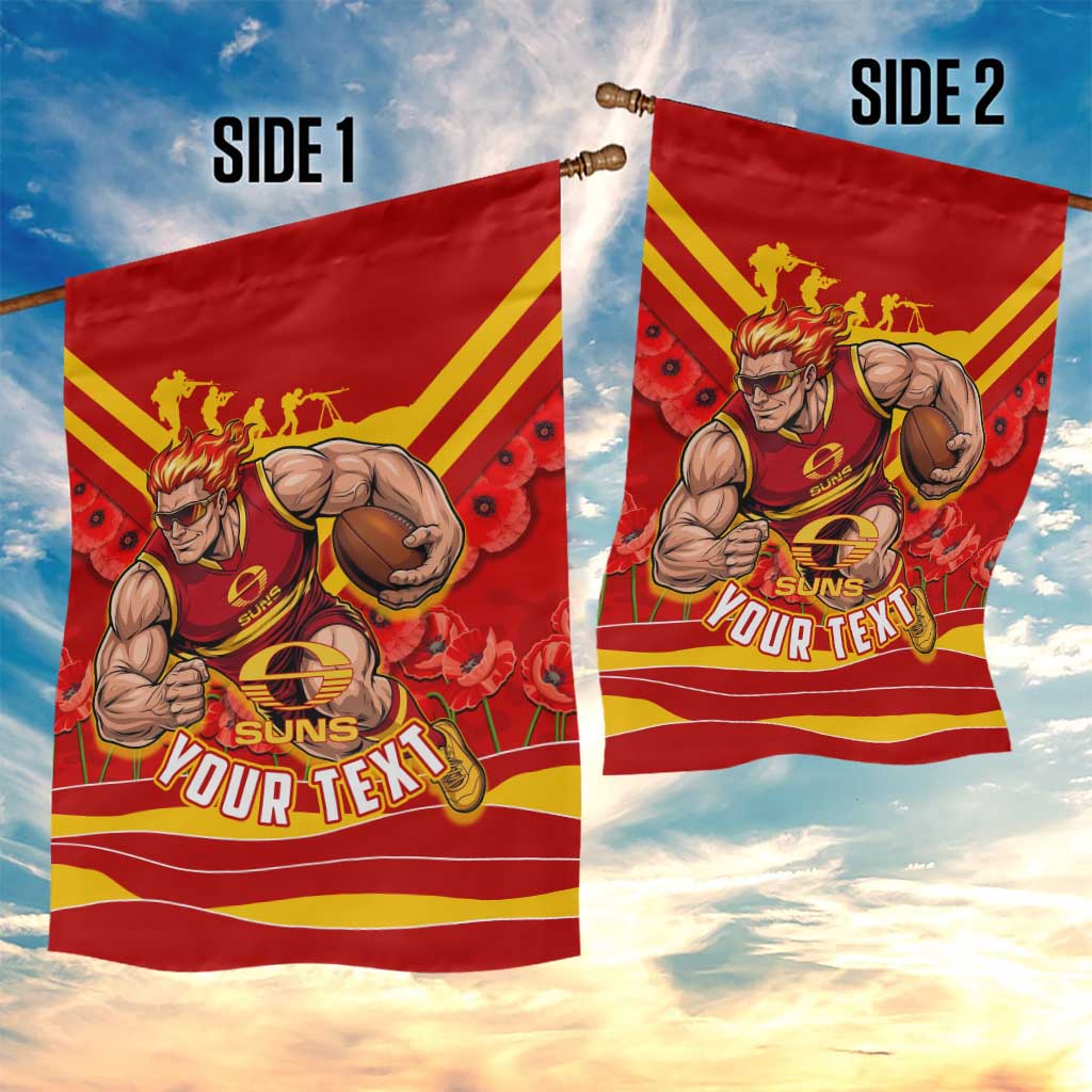 Personalised Gold Coast Suns ANZAC Garden Flag Military Remembrance Australian Football Mascot Camouflage