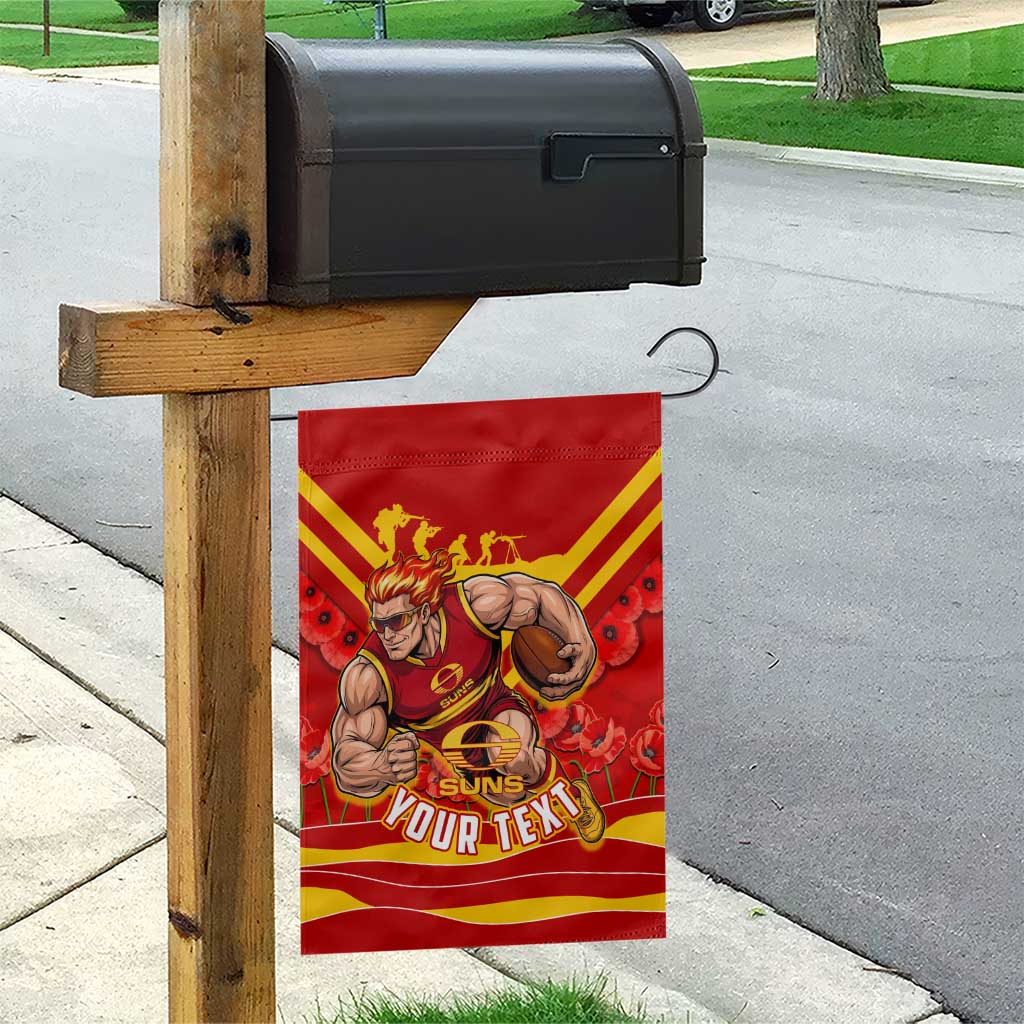 Personalised Gold Coast Suns ANZAC Garden Flag Military Remembrance Australian Football Mascot Camouflage