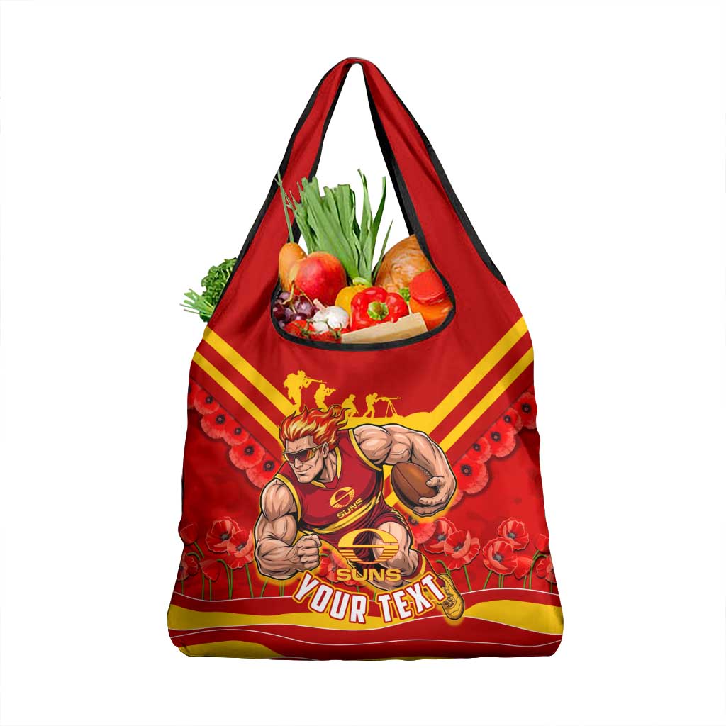 Personalised Gold Coast Suns ANZAC Grocery Bag Military Remembrance Australian Football Mascot Camouflage