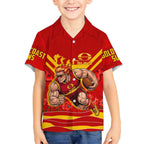 Personalised Gold Coast Suns ANZAC Kid Hawaiian Shirt Military Remembrance Australian Football Mascot Camouflage