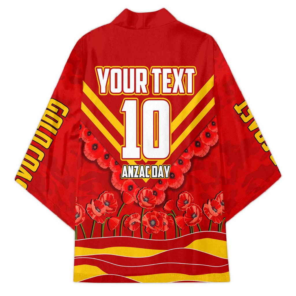 Personalised Gold Coast Suns ANZAC Kimono Military Remembrance Australian Football Mascot Camouflage