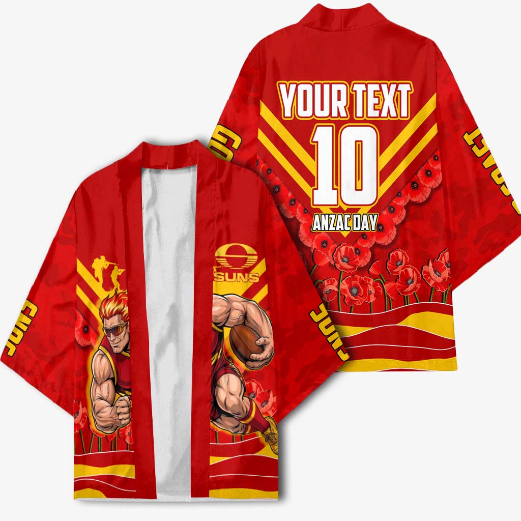 Personalised Gold Coast Suns ANZAC Kimono Military Remembrance Australian Football Mascot Camouflage