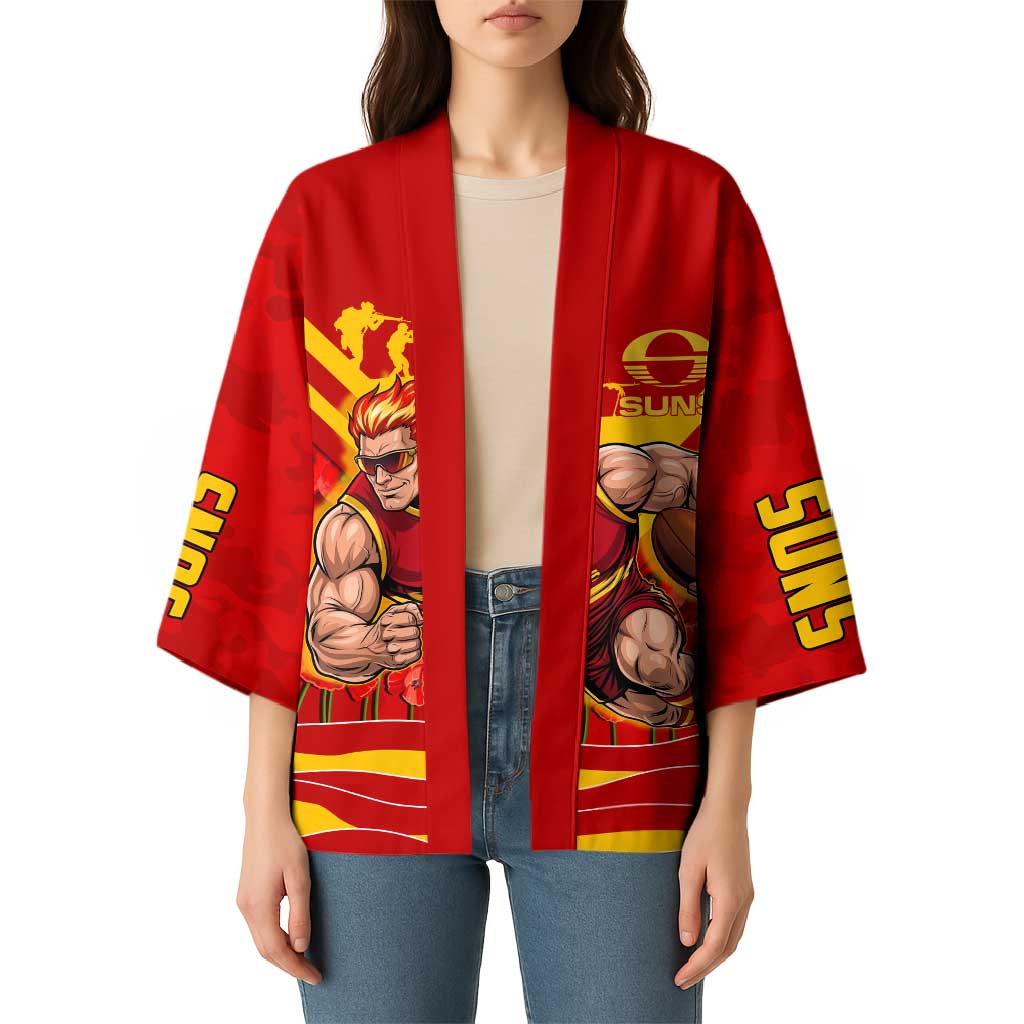 Personalised Gold Coast Suns ANZAC Kimono Military Remembrance Australian Football Mascot Camouflage