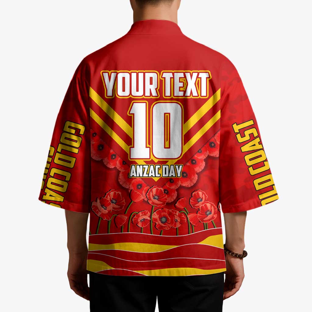 Personalised Gold Coast Suns ANZAC Kimono Military Remembrance Australian Football Mascot Camouflage