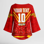 Personalised Gold Coast Suns ANZAC Kimono Sleeve Blouse Military Remembrance Australian Football Mascot Camouflage